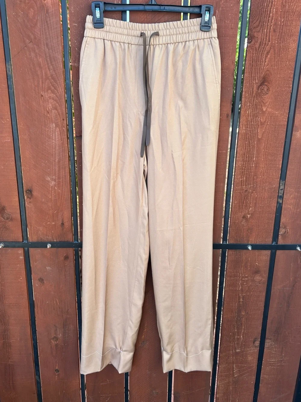 Brioni Trouser leather trimmed Straight Leg size 38 NWT Camel Tan